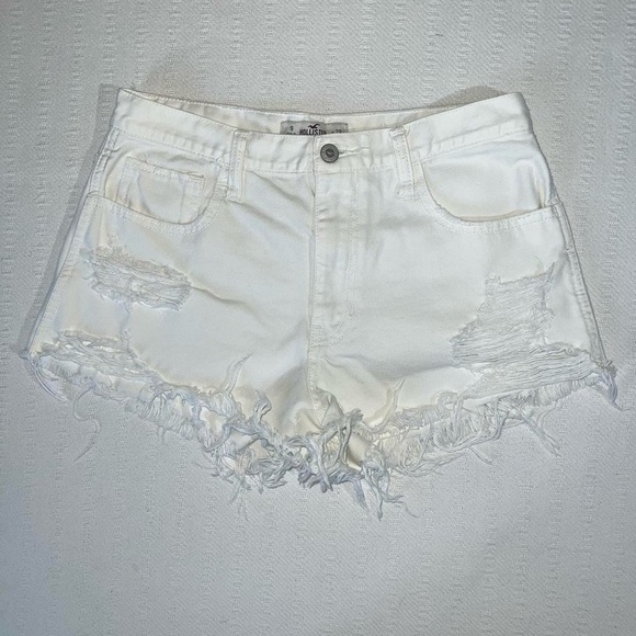 Hollister Pants - Hollister Womens Denim Mini Shorts White Distressed Size 29 2000s Y2K Western